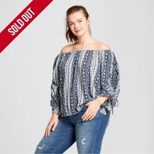Plus Size Off Shoulder Long Sleeve Top